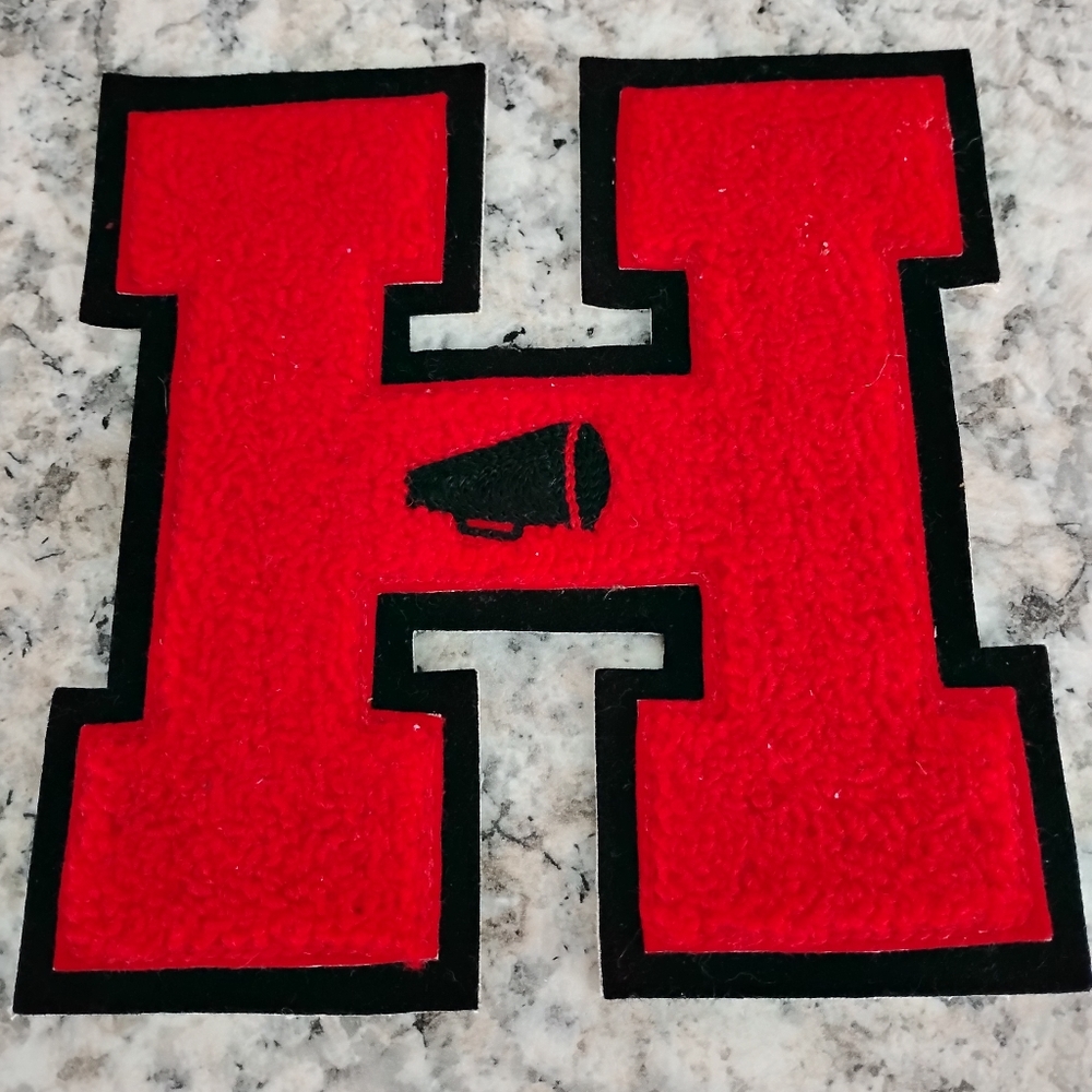 Vintage 60's "H" Cheerleading Chenille Letter Red/Black